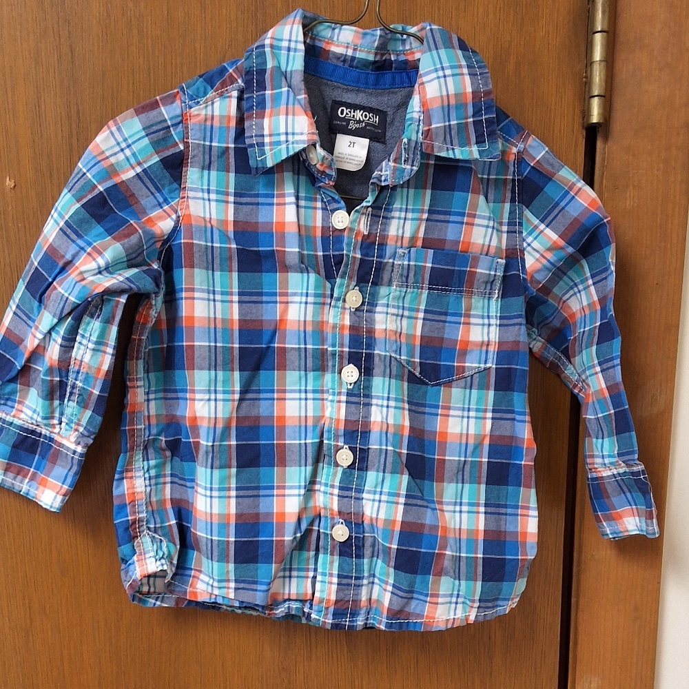OshKosh B'gosh Kids Plaid Shirt - Blue and Orange